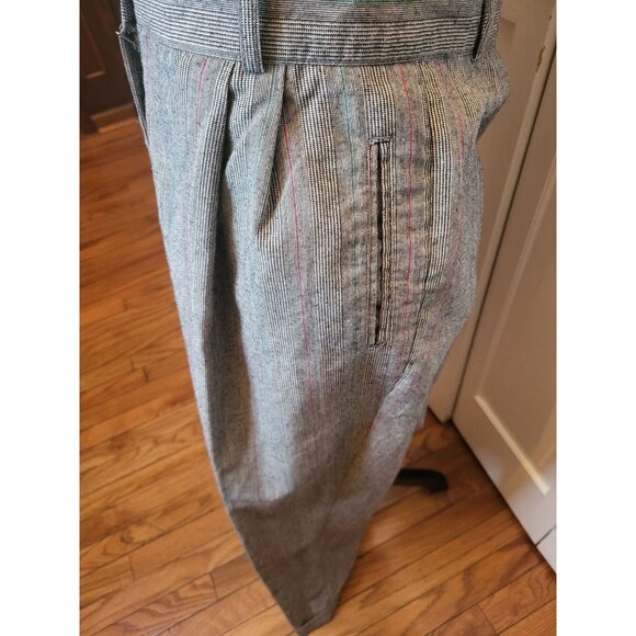 Vintage 80's Gray/Pink Pinstripe Pleated Pants 12 High Waisted Preppy Old Money - Picture 7 of 8